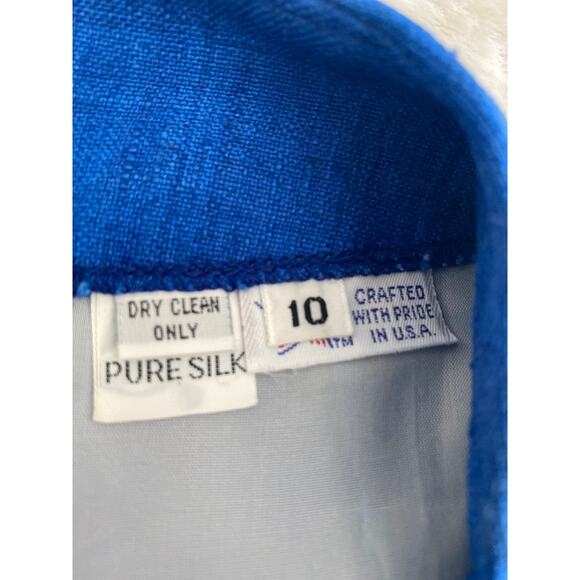 Clare Joseph Vintage Hand Loomed Pure Matka Silk Blue Skirt Sz 10 - Picture 7 of 9
